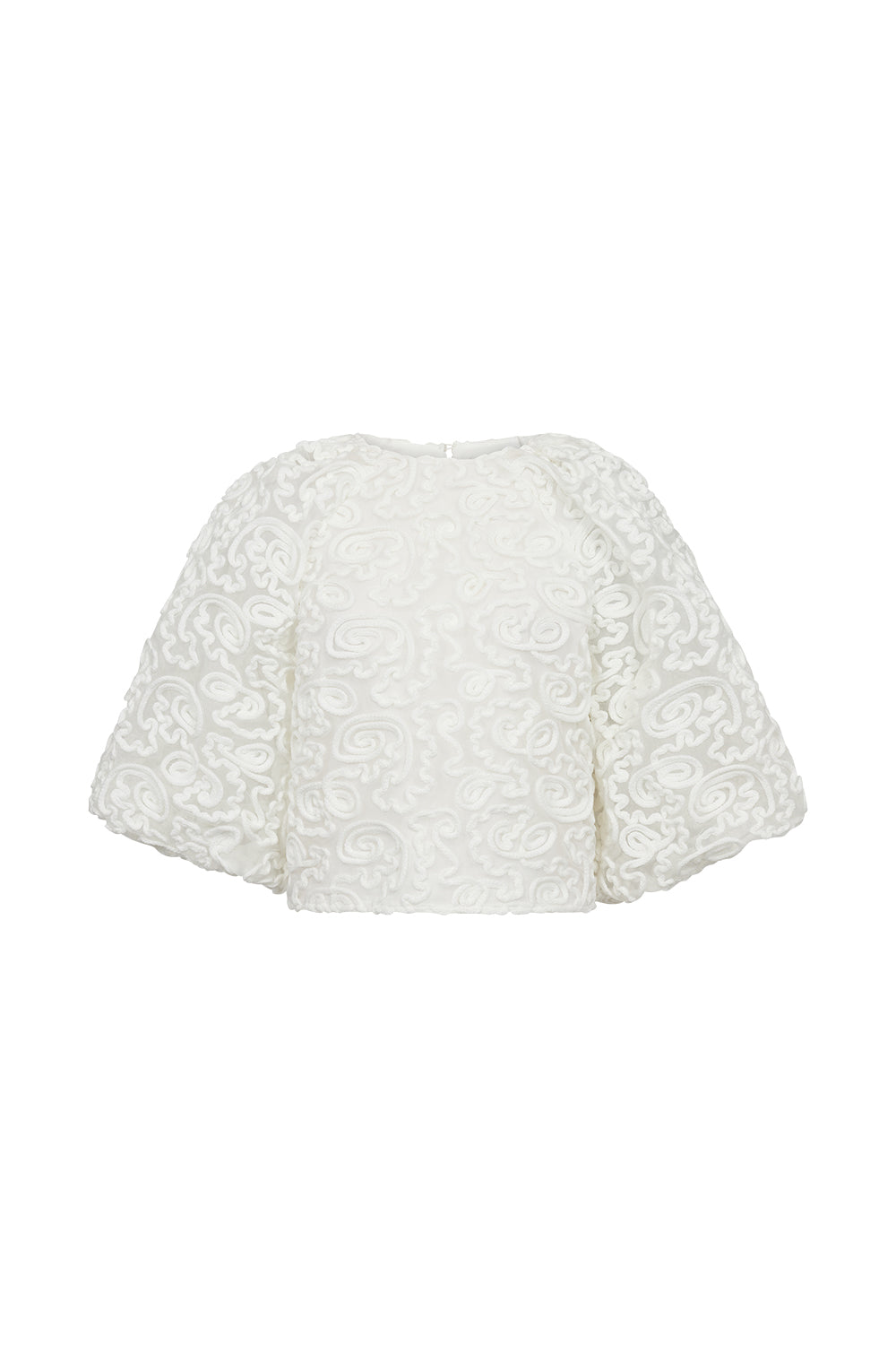 AT-Nabia Mesh Emb. Balloon Blouse
