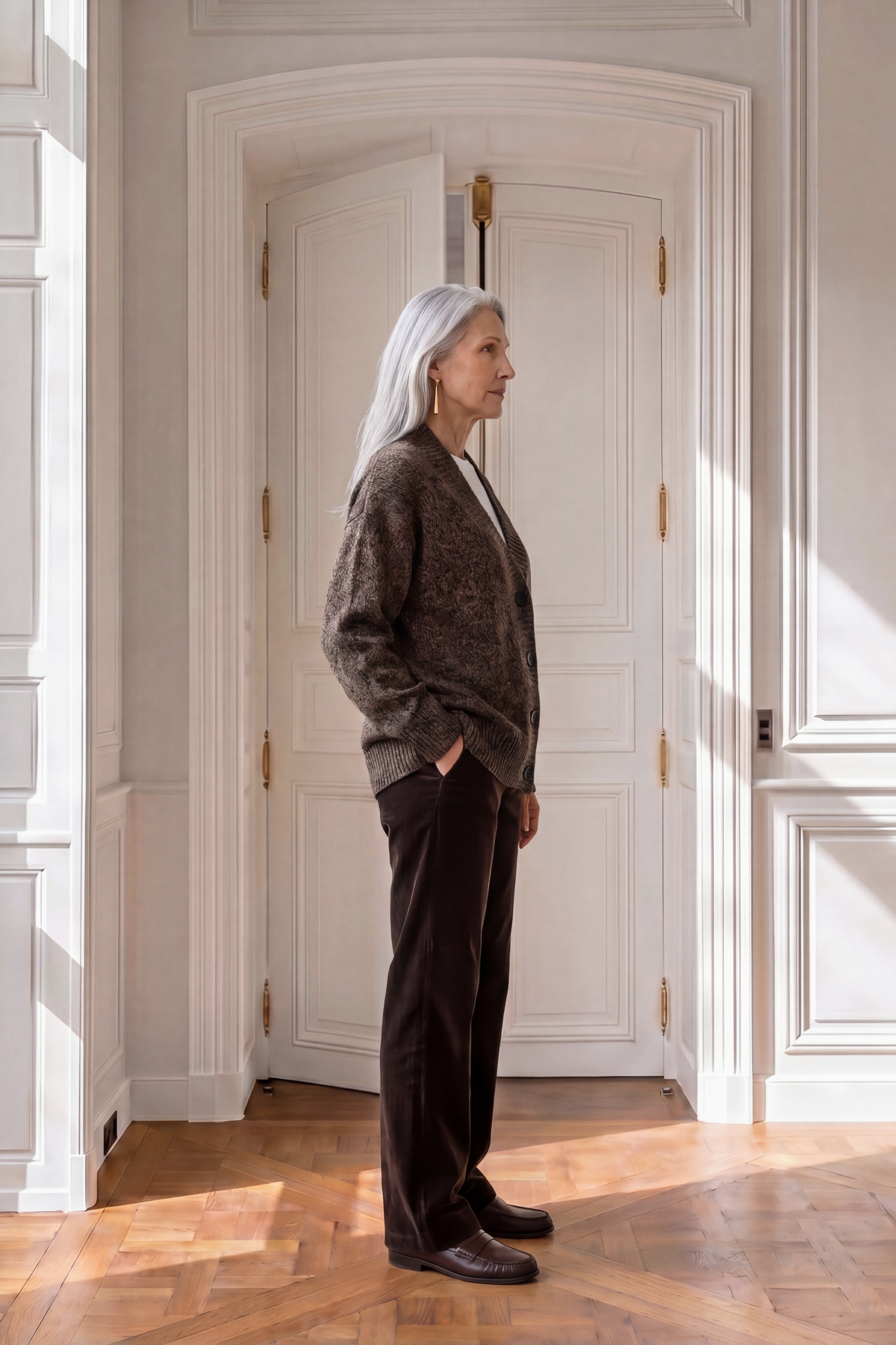 Atelier Taktil AT-Danielle Slit Cardigan Knitwear 06 Brown Melange