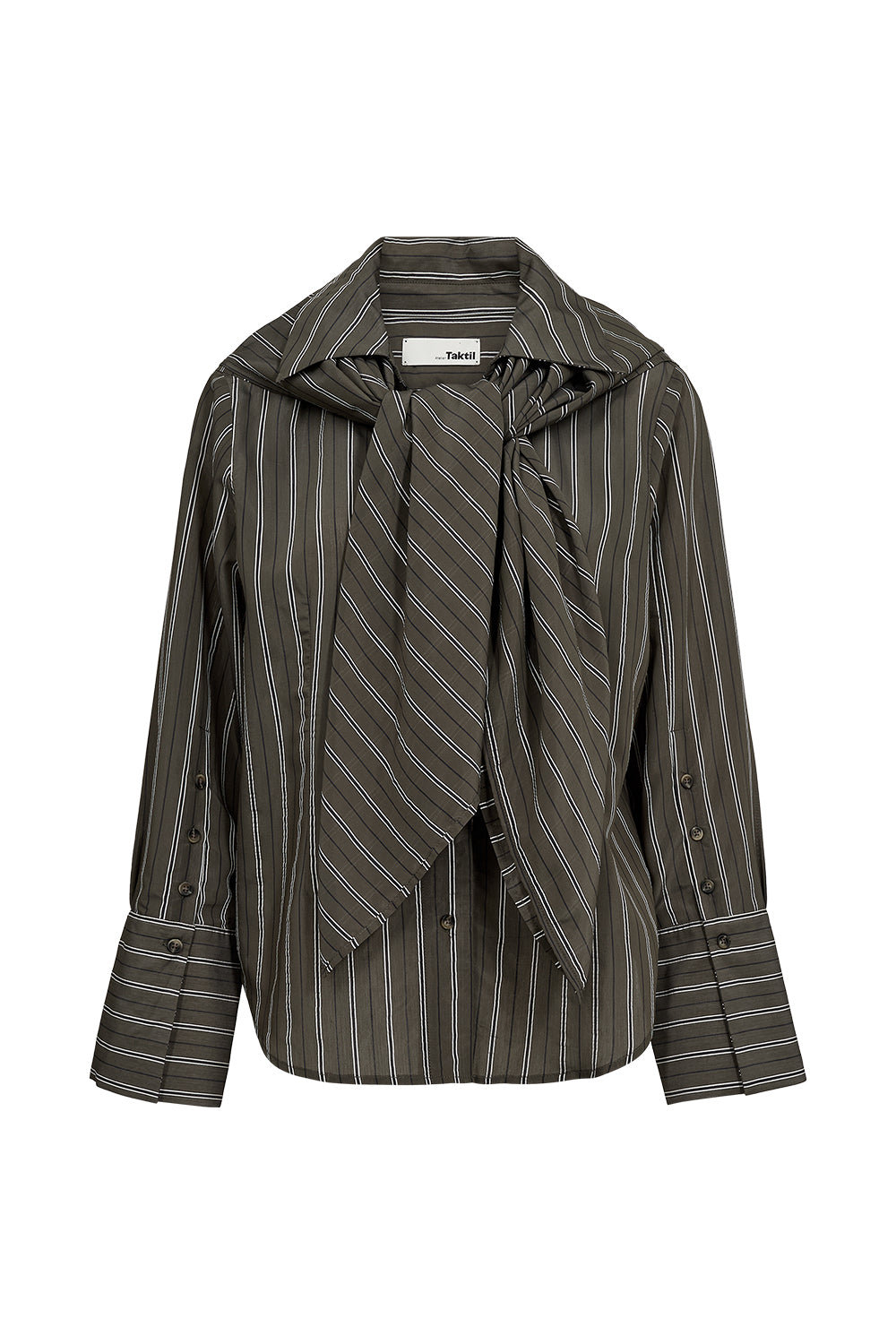 Atelier Taktil AT-Gwen Big Scarf Shirt Stunning Stripe Shirts & Blouses 630 Hunter Green