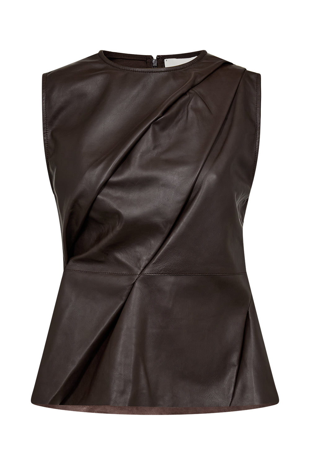 Atelier Taktil AT-Lily Leather Drape Top Leather 728 Espresso Brown