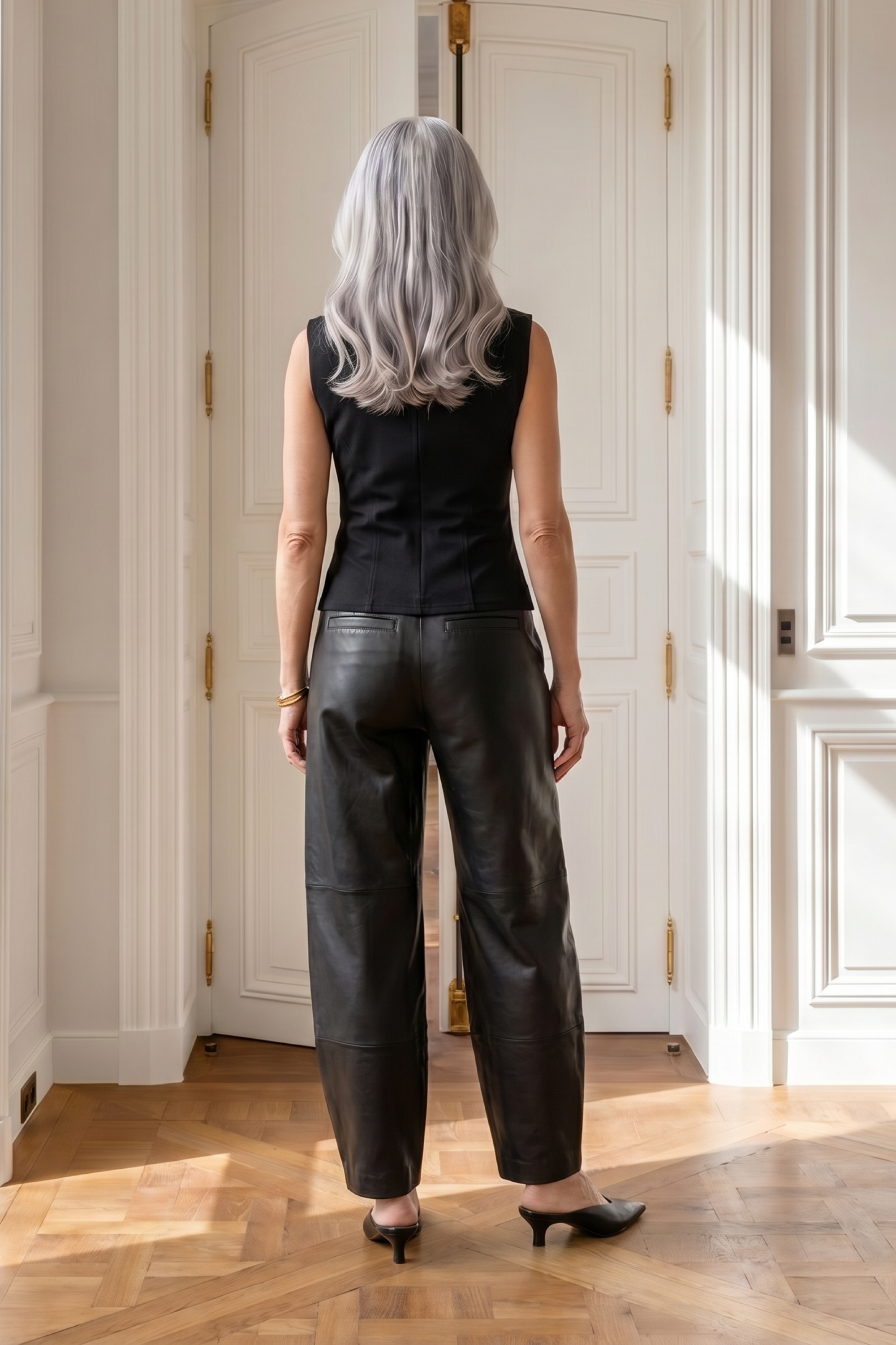 Atelier Taktil AT-Lily Leather Drape Top Leather 9 Black