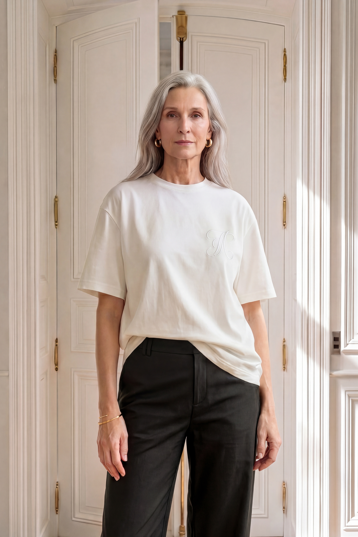 Atelier Taktil AT-Paris Monogram Tee Tops & T-shirts 011 Optical white