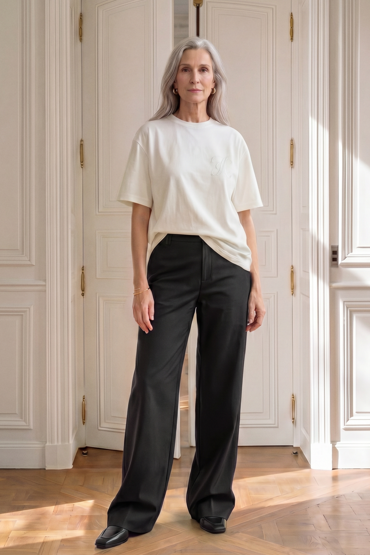 Atelier Taktil AT-Paris Monogram Tee Tops & T-shirts 011 Optical white
