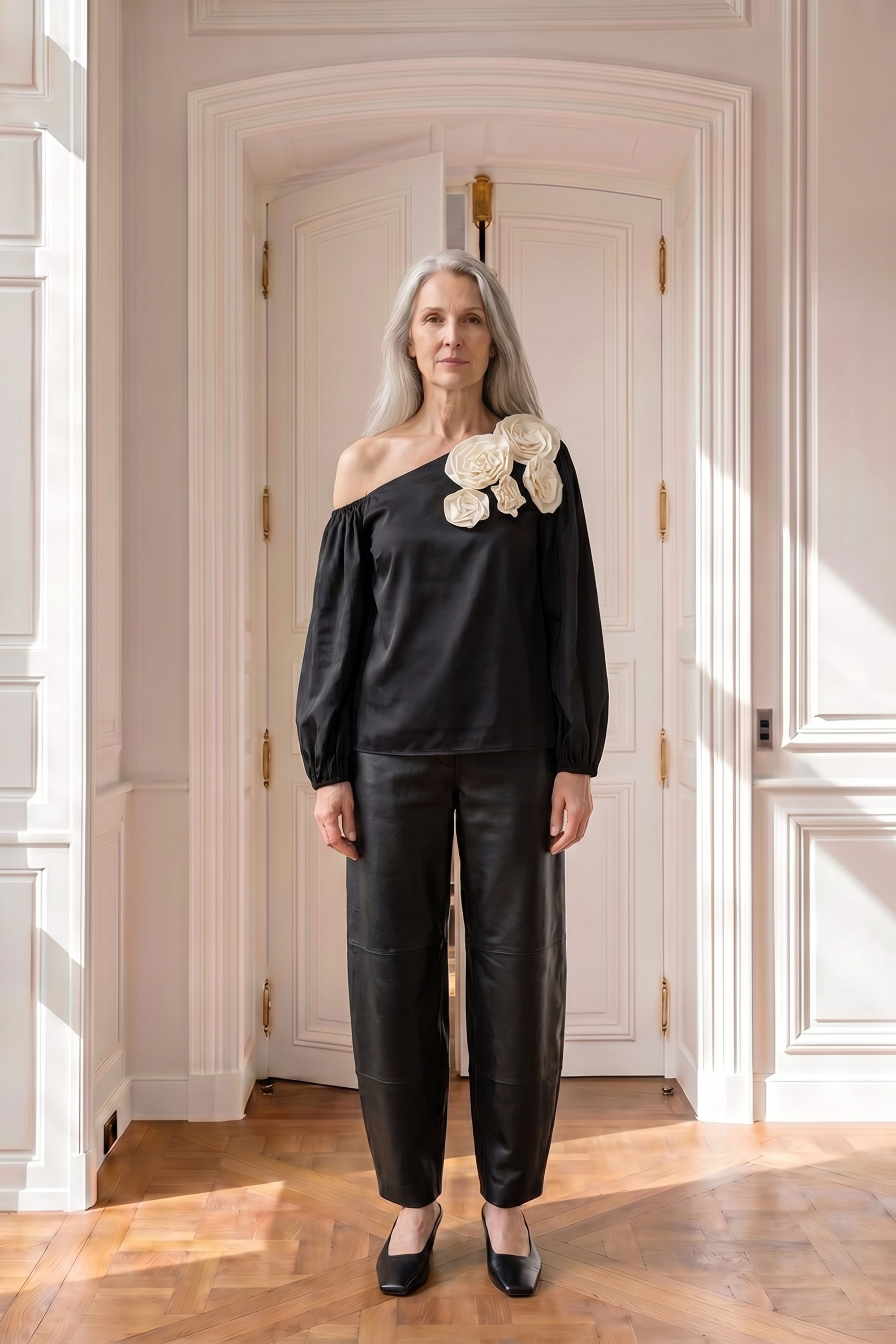 Atelier Taktil AT-Skye Offshoulder Blouse Shirts & Blouses 9 Black