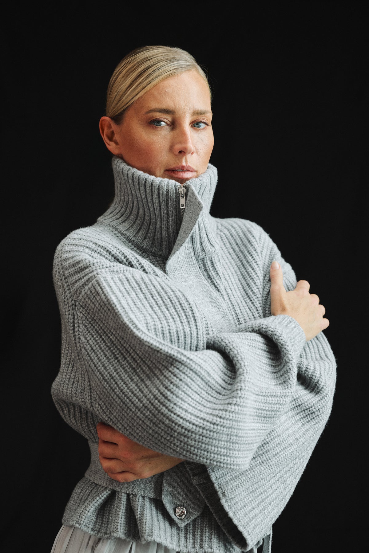Atelier Taktil AT-Svala Zip Jacket Knit Knitwear 81 Grey Melange
