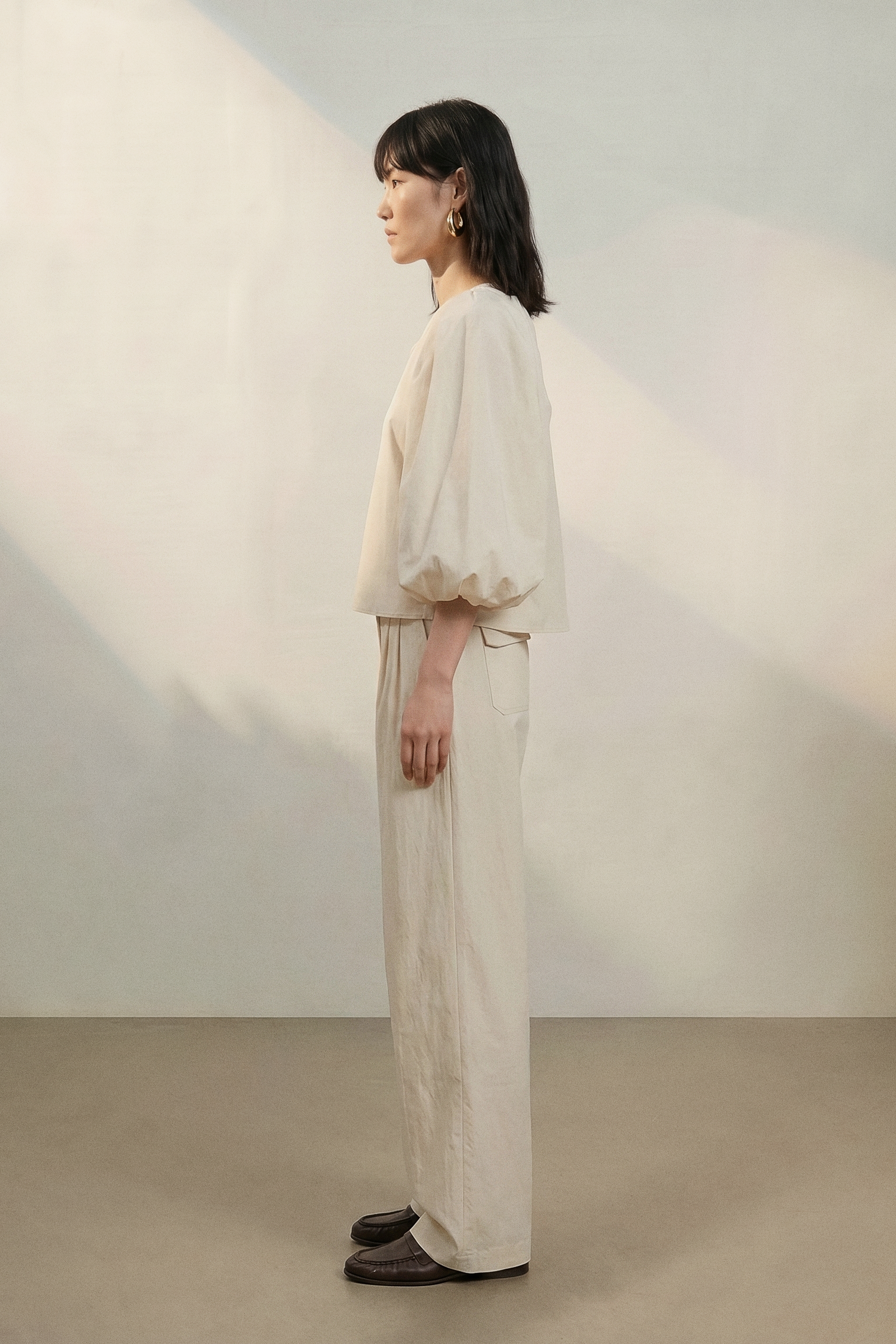 Atelier Taktil AT-Tania Balloon Top Shirts & Blouses 018 Vanilla White