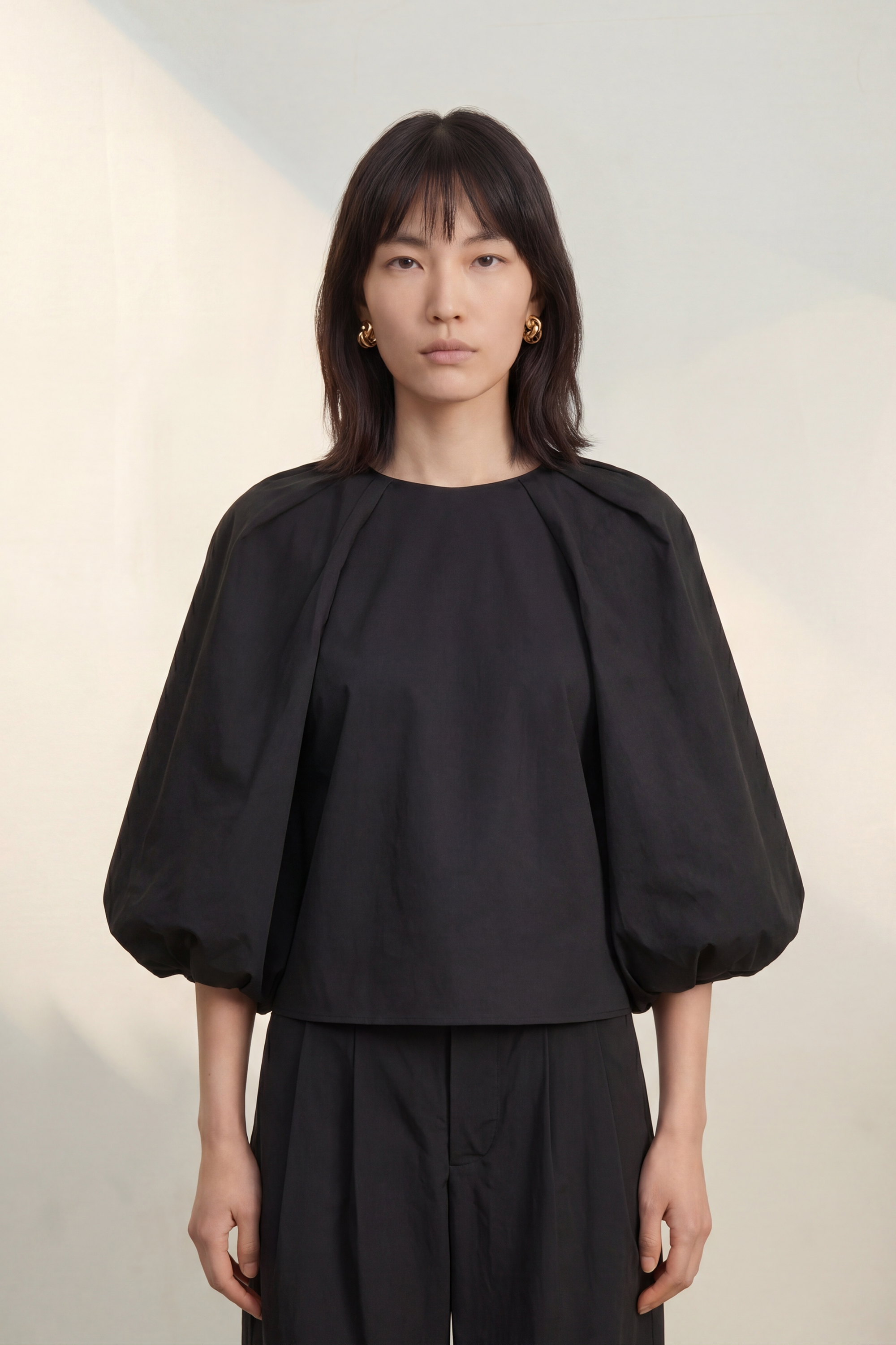 Atelier Taktil AT-Tania Balloon Top Shirts & Blouses 9 Black